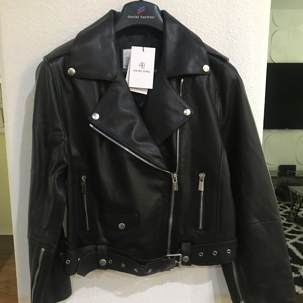 Anine Bing Remmy black leather jacket Sz L